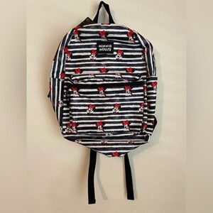 Minnie Mouse Red ,White ,and Black Striped Backpack OS -NWT